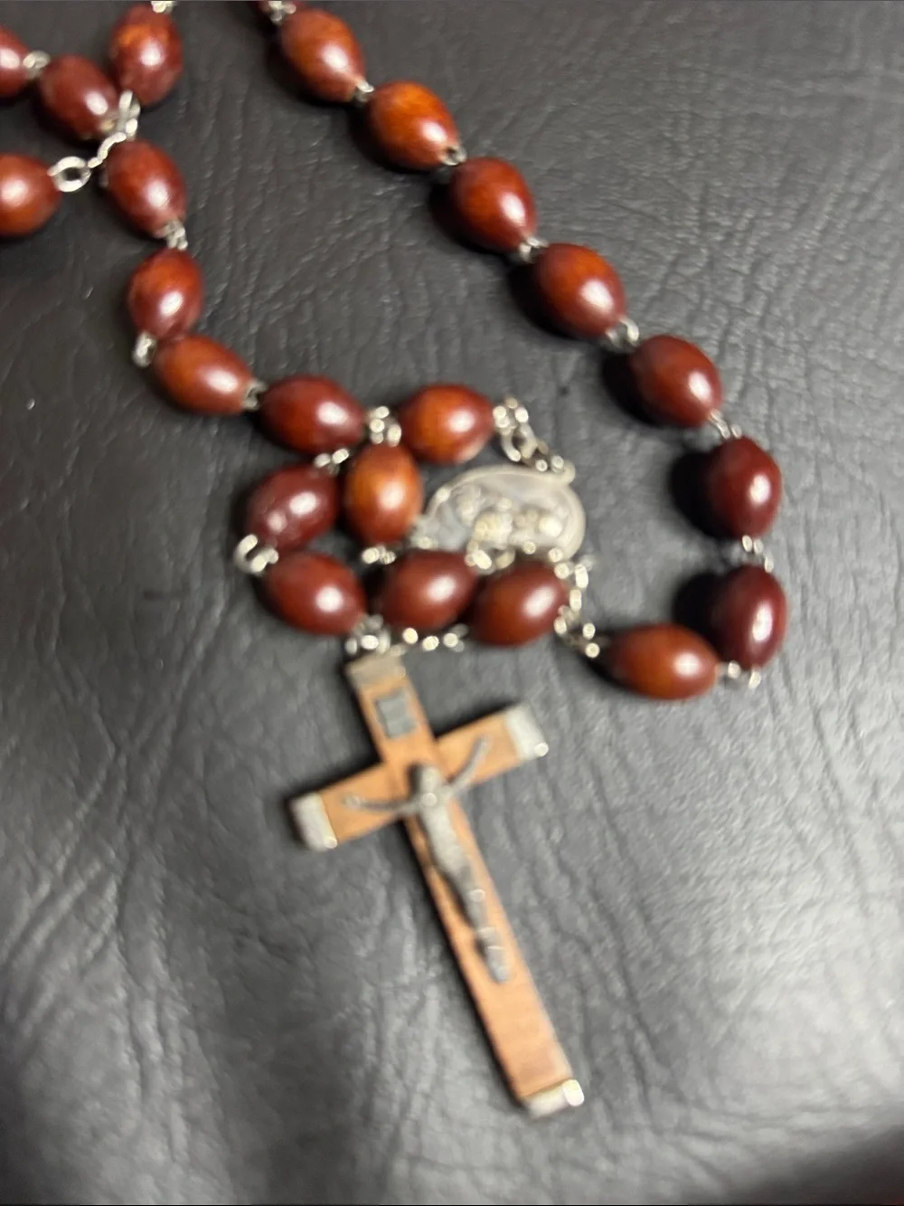 Vintage Brown Seed Bead ROSARY Signed Italy